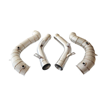 Mercedes E63 / E63S W213 Stainless Steel Downpipes & Heat Shield
