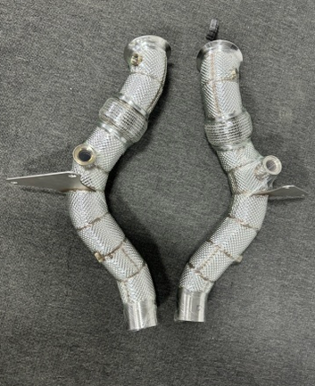 Ferrari F8 Stainless Steel Downpipes with Hi-Flow Decat & Integrated Heat Shields